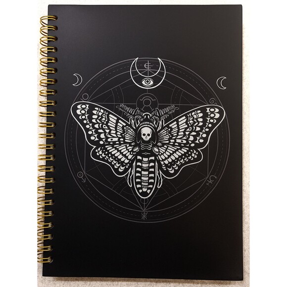 Hardcover Moth & Moon Gothic Notebook – 5.5x8.3 – Spiral Journal– 164 Pages - Picture 1 of 4